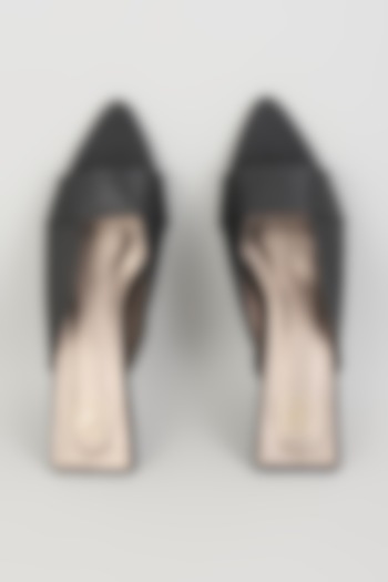 Black PU Leather & Synthetic Leather Kitten Heels by Sana K Luxurious Footwear at Pernia's Pop Up Shop
