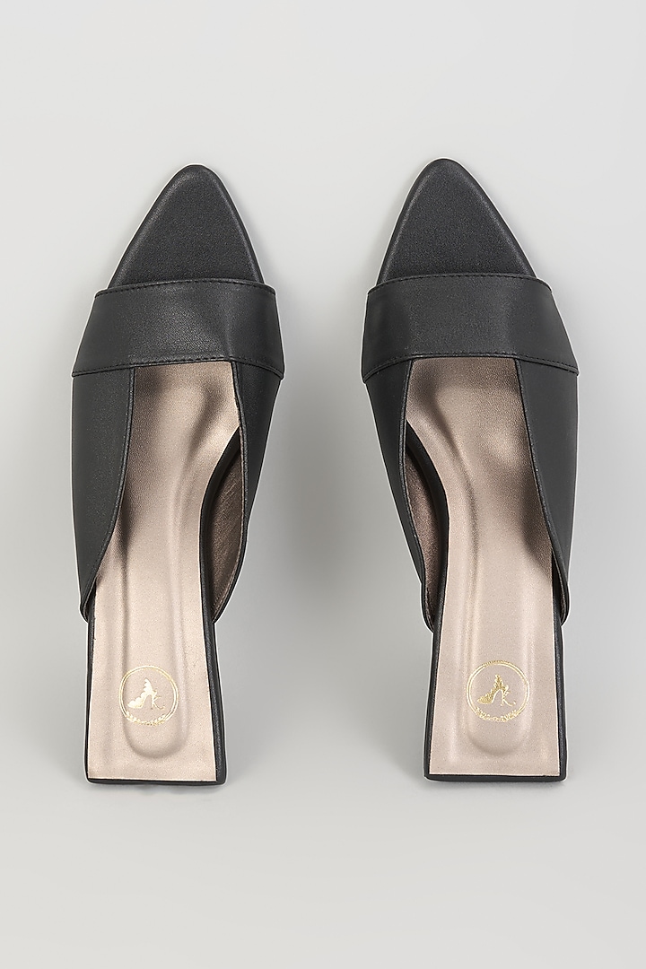 Black PU Leather & Synthetic Leather Kitten Heels by Sana K Luxurious Footwear at Pernia's Pop Up Shop