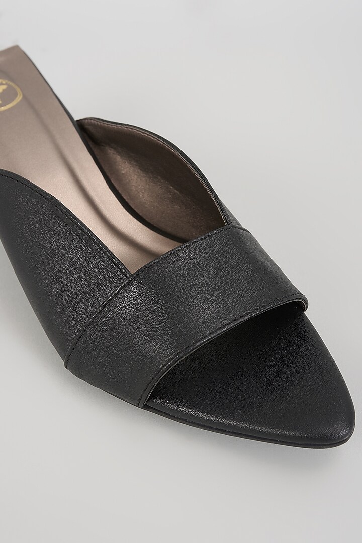 Black PU Leather & Synthetic Leather Kitten Heels by Sana K Luxurious Footwear at Pernia's Pop Up Shop