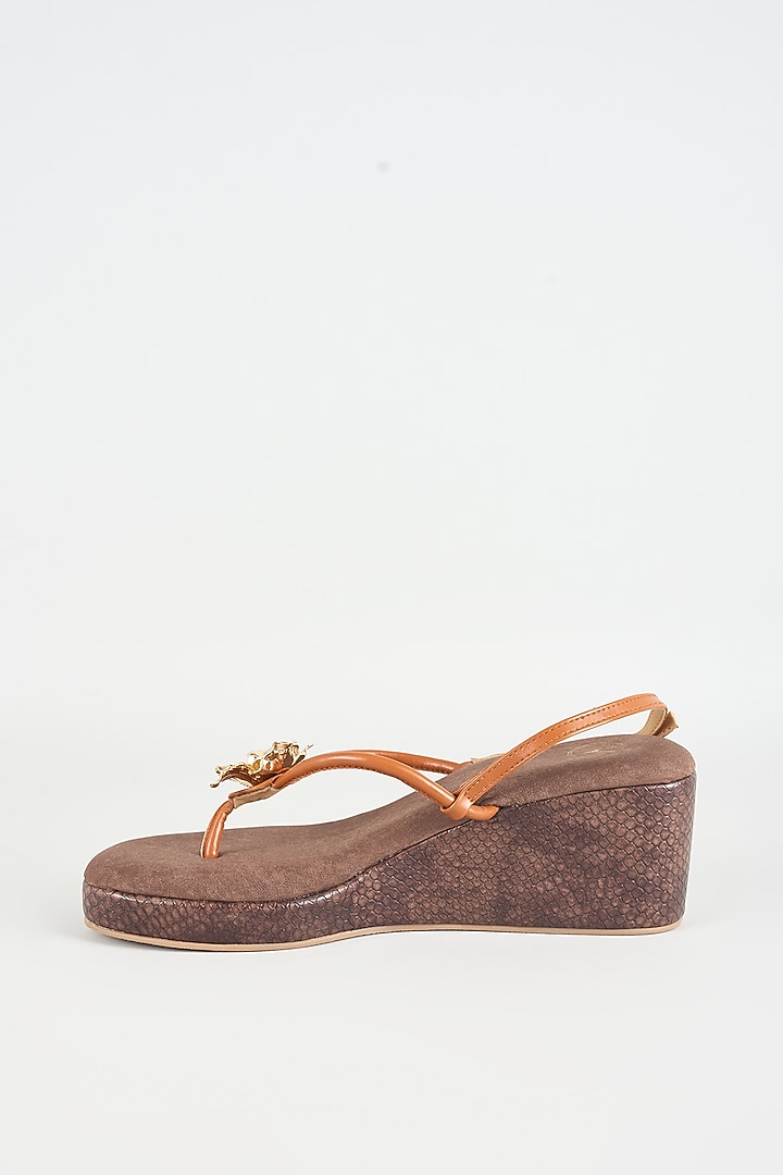 Brown Faux Leather Wedges by Sana K Luxurious Footwear at Pernia's Pop Up Shop