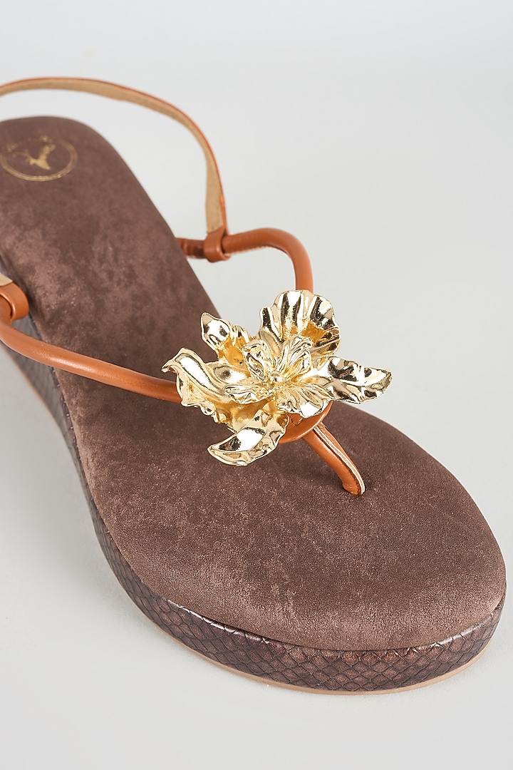 Brown Faux Leather Wedges by Sana K Luxurious Footwear at Pernia's Pop Up Shop