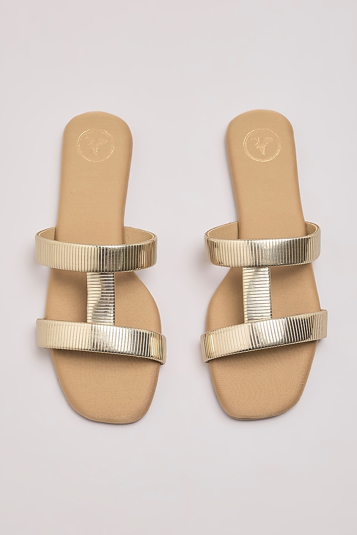 Beige Synthetic Leather & PU Leather Flats by Sana K Luxurious Footwear at Pernia's Pop Up Shop