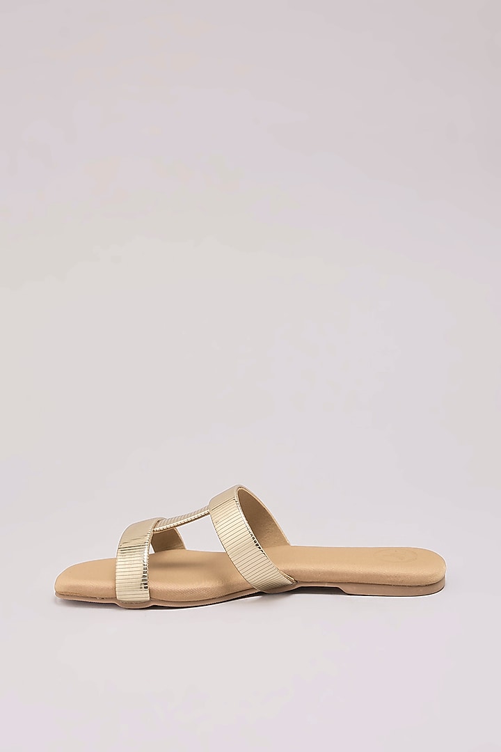 Beige Synthetic Leather & PU Leather Flats by Sana K Luxurious Footwear at Pernia's Pop Up Shop