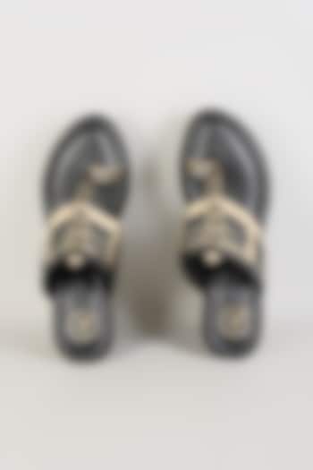 Black PU & Synthetic Leather Wedges by Sana K Luxurious Footwear at Pernia's Pop Up Shop