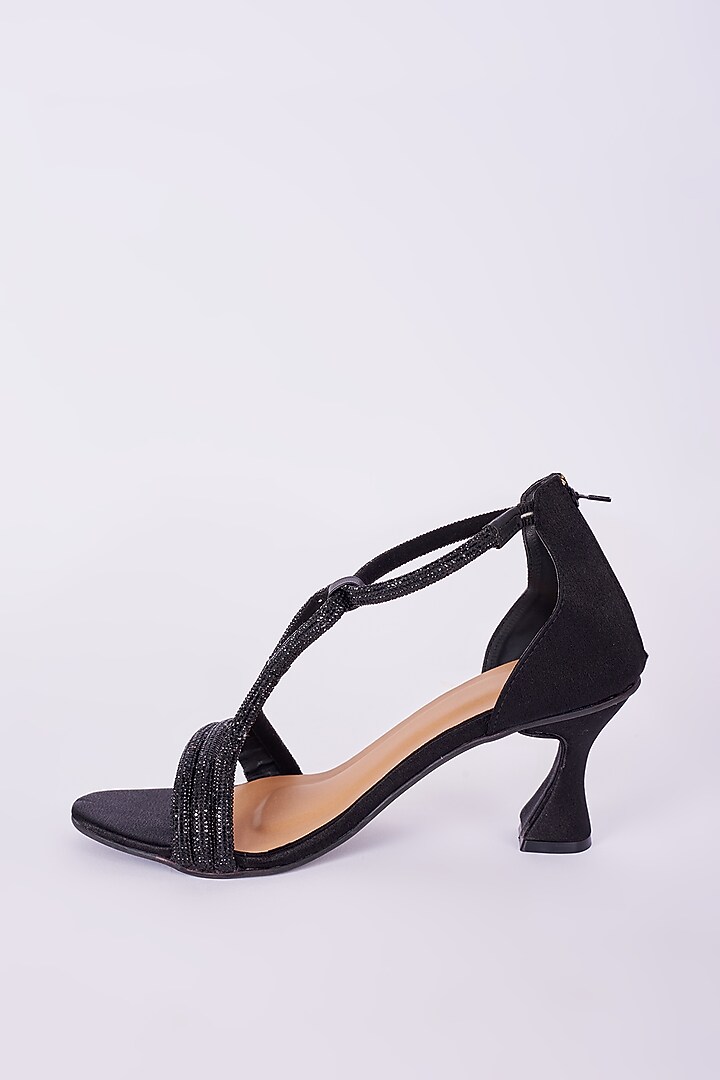 Black Vegan Faux Leather Sandals by Sana K Luxurious Footwear at Pernia's Pop Up Shop