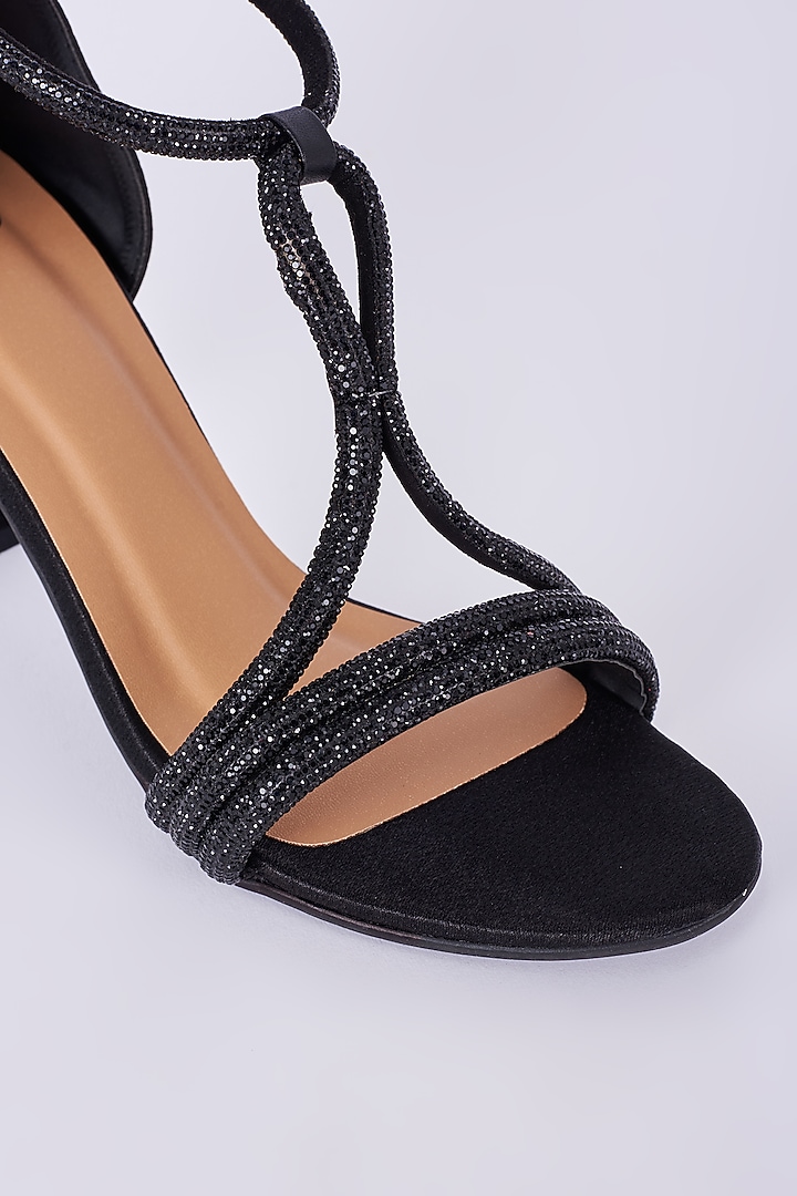 Black Vegan Faux Leather Sandals by Sana K Luxurious Footwear at Pernia's Pop Up Shop