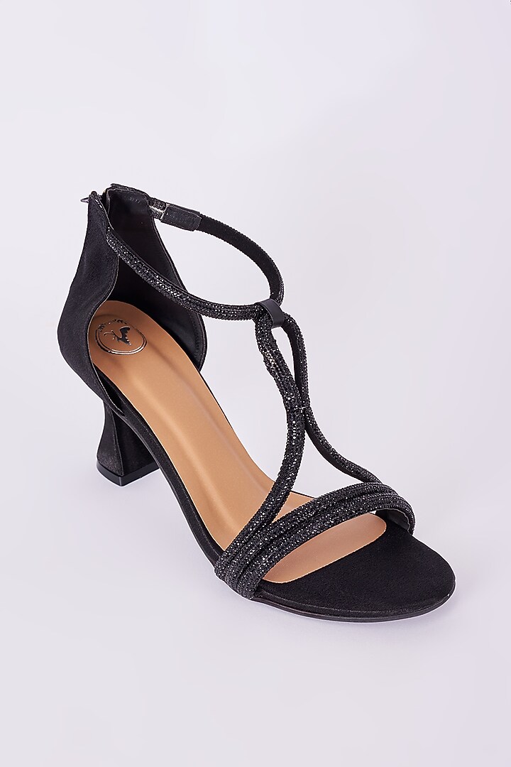 Black Vegan Faux Leather Sandals by Sana K Luxurious Footwear at Pernia's Pop Up Shop