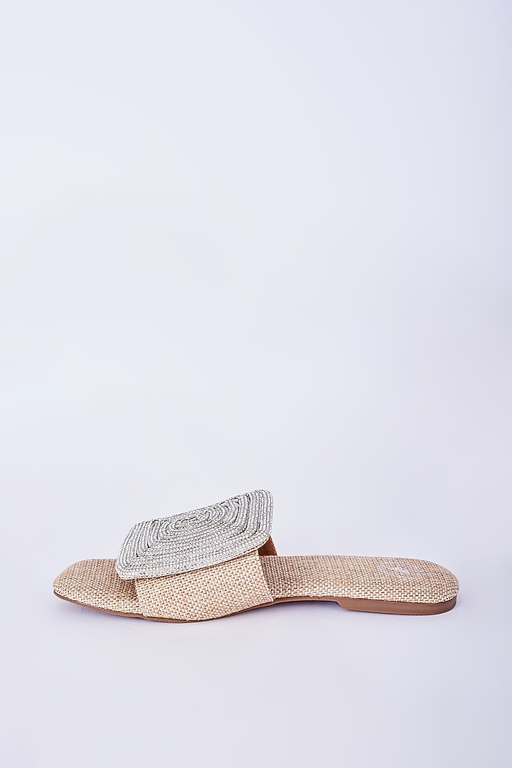 Silver Jute Cube Flats by Sana K Luxurious Footwear at Pernia's Pop Up Shop