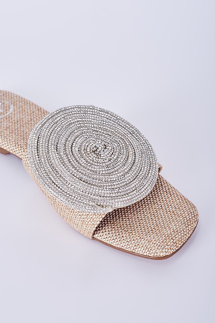 Silver Jute Cube Flats by Sana K Luxurious Footwear at Pernia's Pop Up Shop