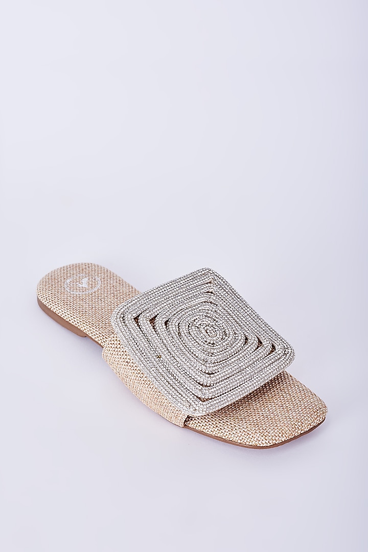 Silver Jute Cube Flats by Sana K Luxurious Footwear at Pernia's Pop Up Shop