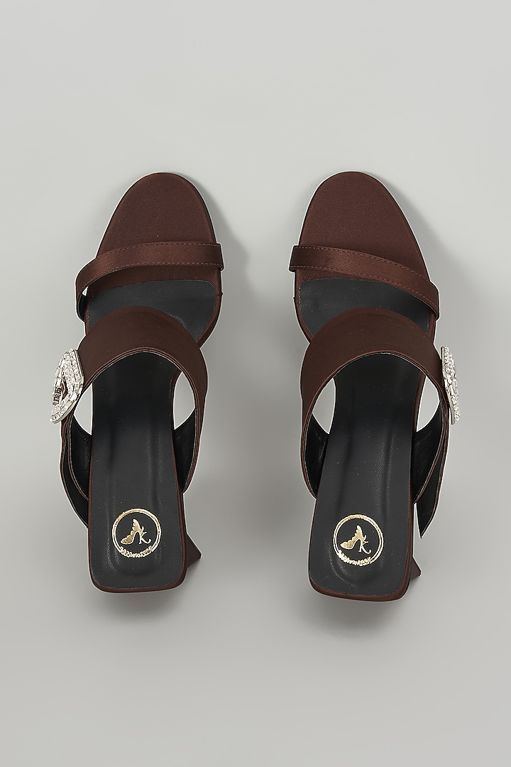 Brown Leather Strap Heels by Sana K Luxurious Footwear at Pernia's Pop Up Shop