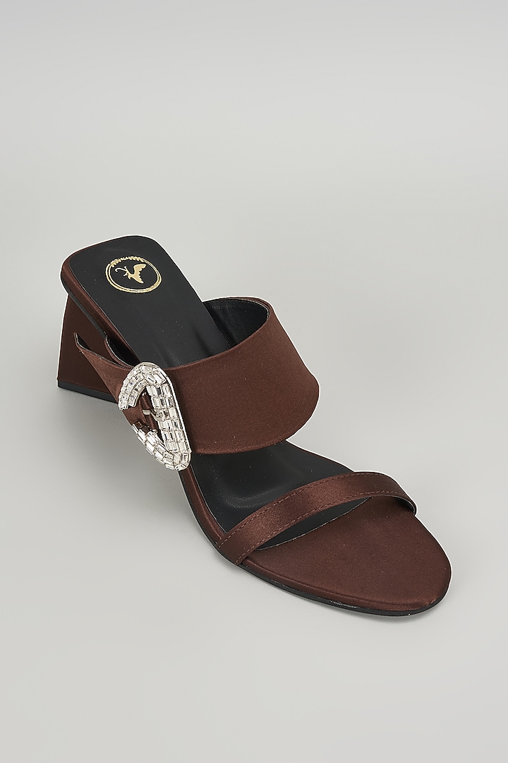 Brown Leather Strap Heels by Sana K Luxurious Footwear at Pernia's Pop Up Shop