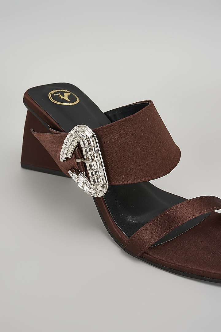 Brown Leather Strap Heels by Sana K Luxurious Footwear at Pernia's Pop Up Shop