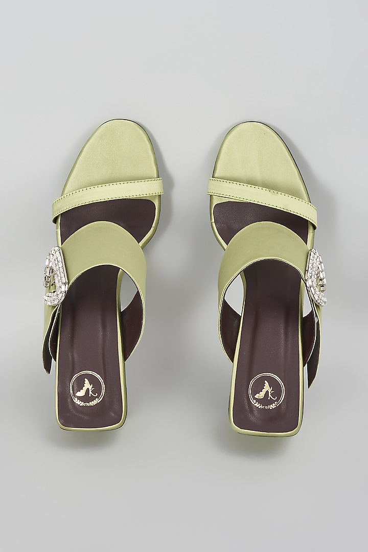 Green Leather Heels by Sana K Luxurious Footwear at Pernia's Pop Up Shop