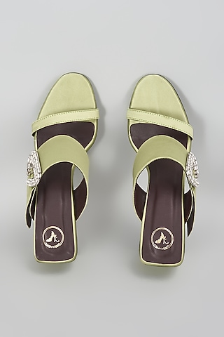 Green Leather Heels by Sana K Luxurious Footwear