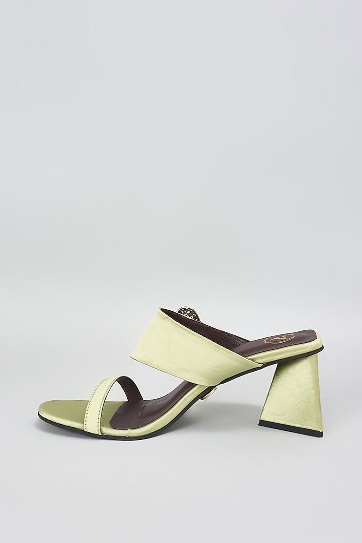 Green Leather Heels by Sana K Luxurious Footwear at Pernia's Pop Up Shop