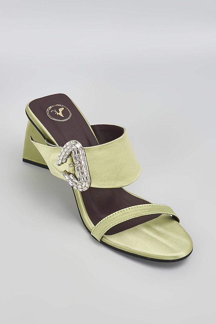 Green Leather Heels by Sana K Luxurious Footwear at Pernia's Pop Up Shop