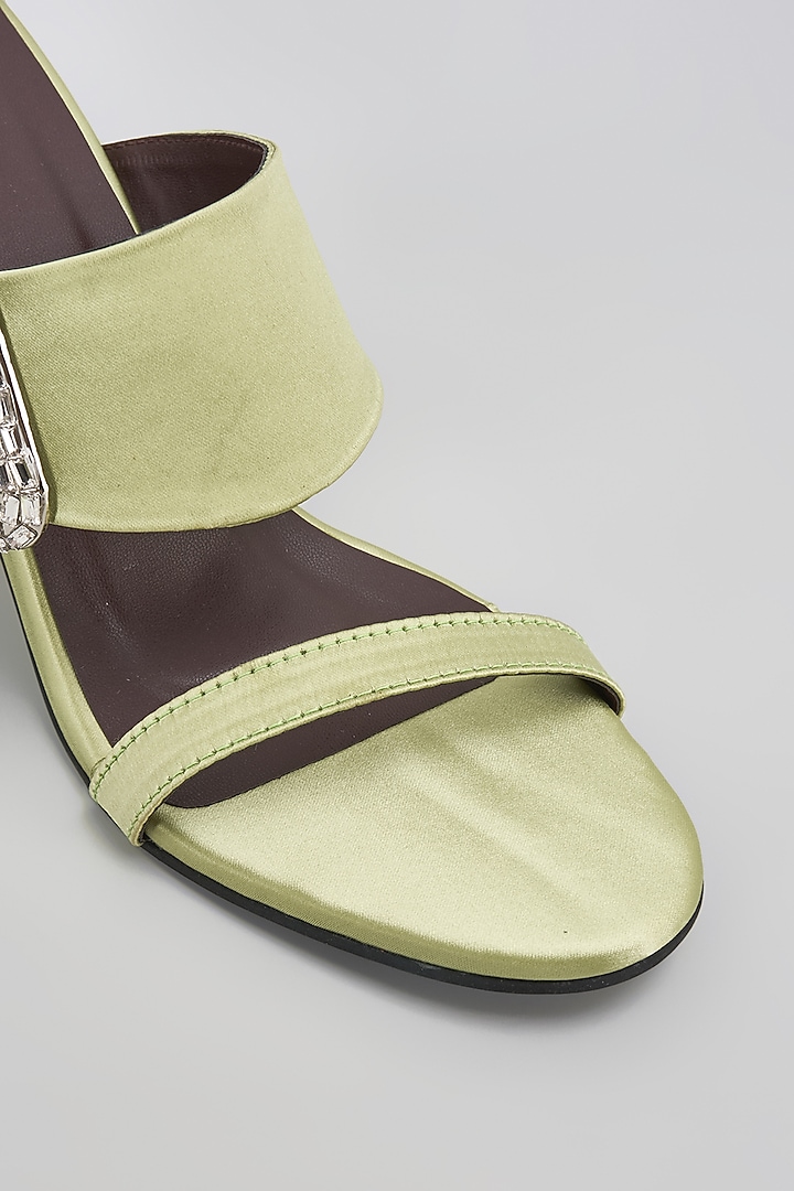 Green Leather Heels by Sana K Luxurious Footwear at Pernia's Pop Up Shop