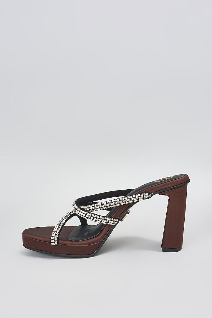 Brown Leather Heels by Sana K Luxurious Footwear at Pernia's Pop Up Shop
