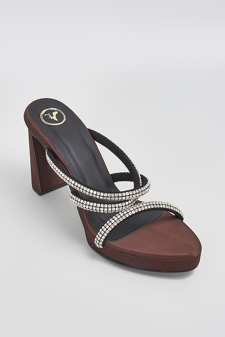 Brown Leather Heels by Sana K Luxurious Footwear at Pernia's Pop Up Shop