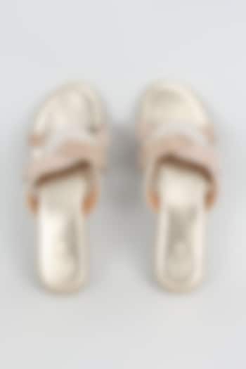 Gold-Silver Faux Leather Trio Flats by Sana K Luxurious Footwear at Pernia's Pop Up Shop