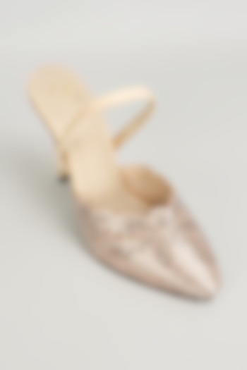 Gold Leather Heels by Sana K Luxurious Footwear at Pernia's Pop Up Shop