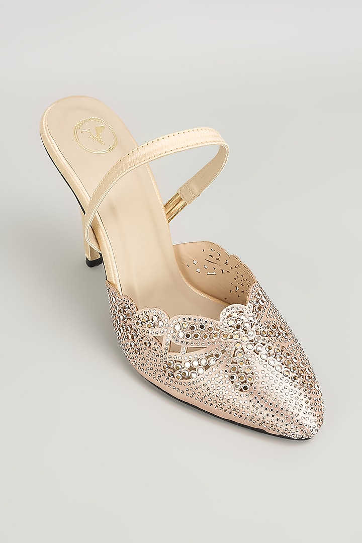 Gold Leather Heels by Sana K Luxurious Footwear at Pernia's Pop Up Shop