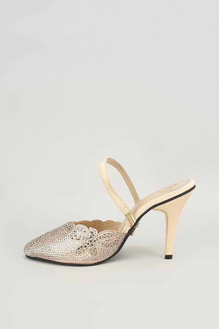 Gold Leather Heels by Sana K Luxurious Footwear at Pernia's Pop Up Shop