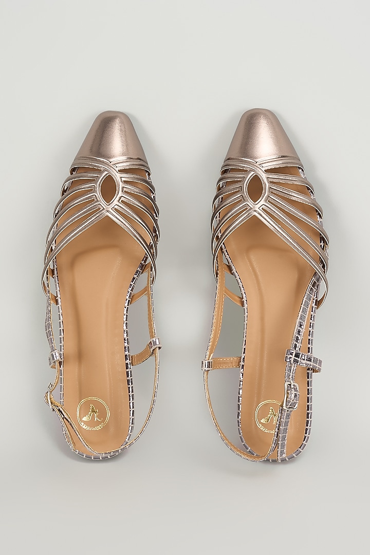 Gold Leather Heels by Sana K Luxurious Footwear at Pernia's Pop Up Shop
