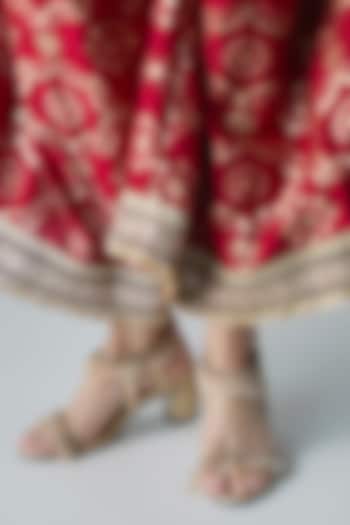 Beige Faux Leather Heels by Sana K Luxurious Footwear at Pernia's Pop Up Shop