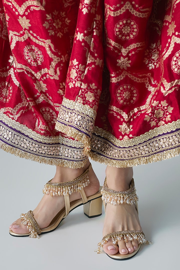 Beige Faux Leather Heels by Sana K Luxurious Footwear at Pernia's Pop Up Shop