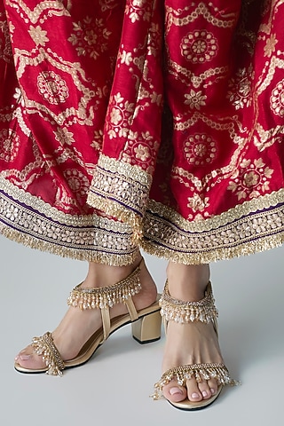 Beige Faux Leather Heels by Sana K Luxurious Footwear