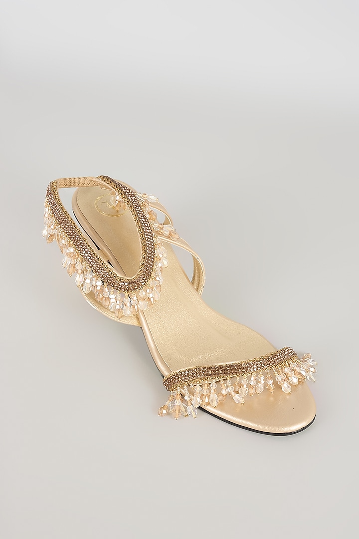 Beige Faux Leather Heels by Sana K Luxurious Footwear at Pernia's Pop Up Shop
