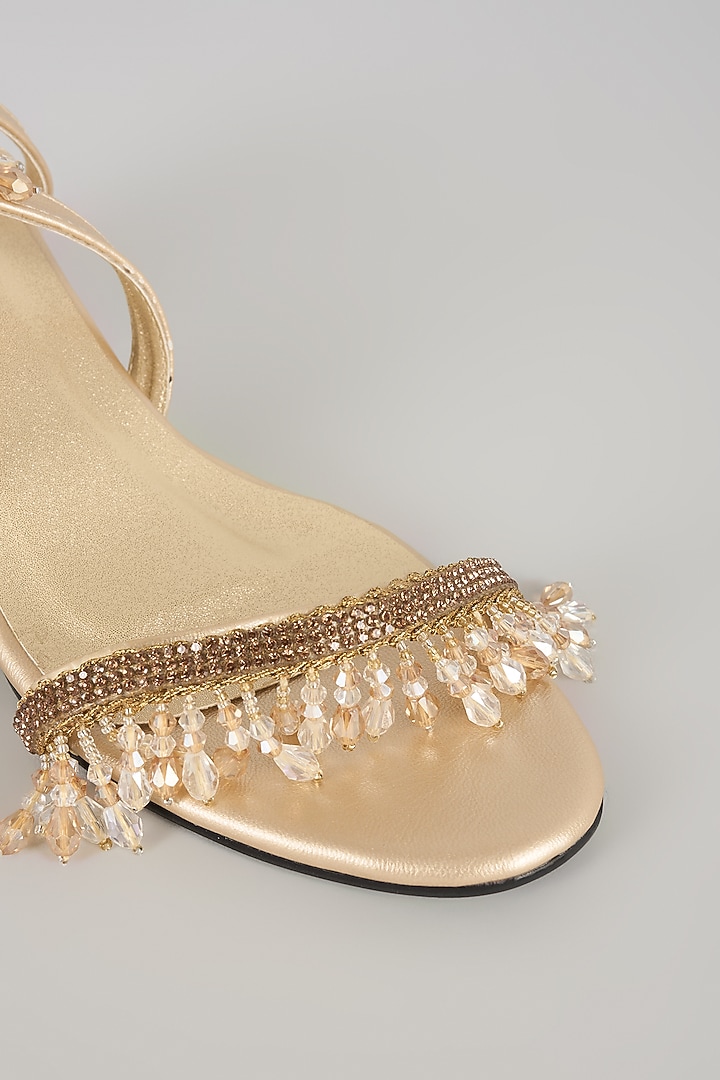 Beige Faux Leather Heels by Sana K Luxurious Footwear at Pernia's Pop Up Shop