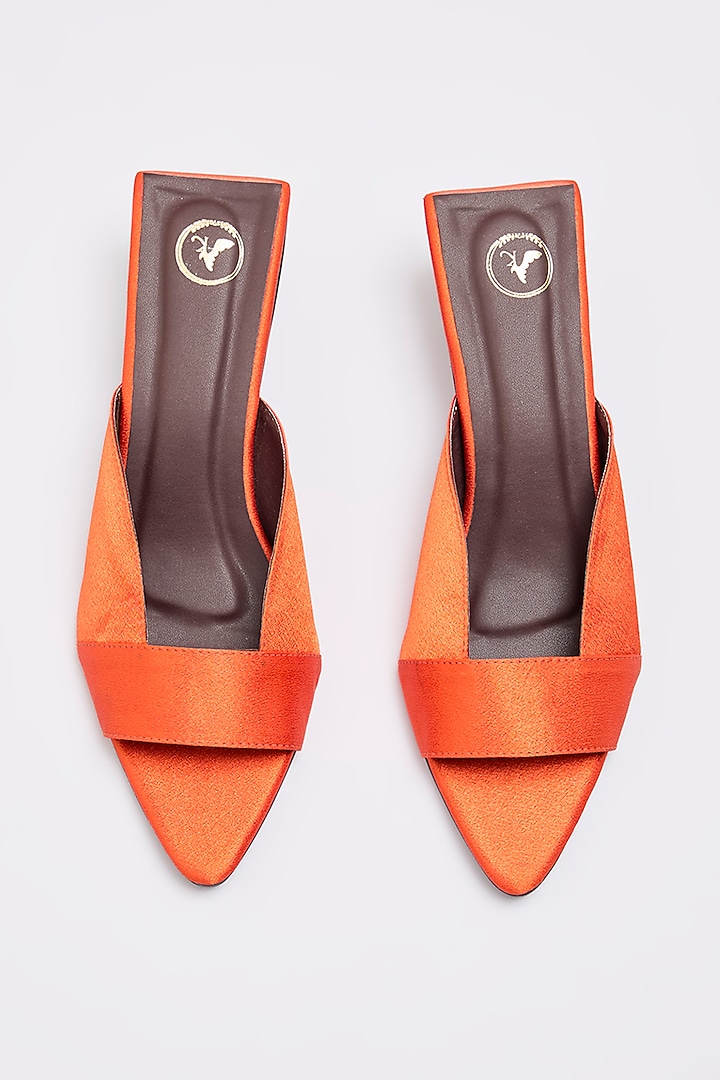 Orange PU Leather & Synthetic Leather Heels by Sana K Luxurious Footwear at Pernia's Pop Up Shop