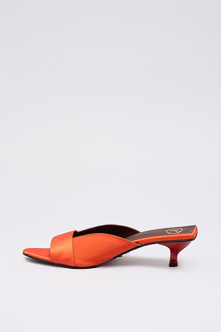 Orange PU Leather & Synthetic Leather Heels by Sana K Luxurious Footwear at Pernia's Pop Up Shop