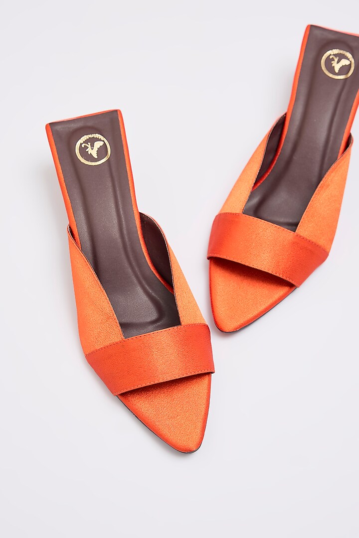 Orange PU Leather & Synthetic Leather Heels by Sana K Luxurious Footwear at Pernia's Pop Up Shop