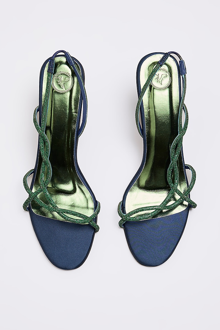 Royal Blue PU Leather & Synthetic Leather Heels by Sana K Luxurious Footwear at Pernia's Pop Up Shop