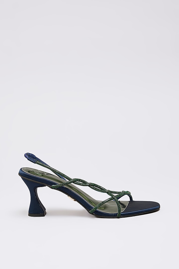 Royal Blue PU Leather & Synthetic Leather Heels by Sana K Luxurious Footwear at Pernia's Pop Up Shop