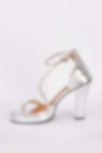 Silver Synthetic Heels by Sana K Luxurious Footwear