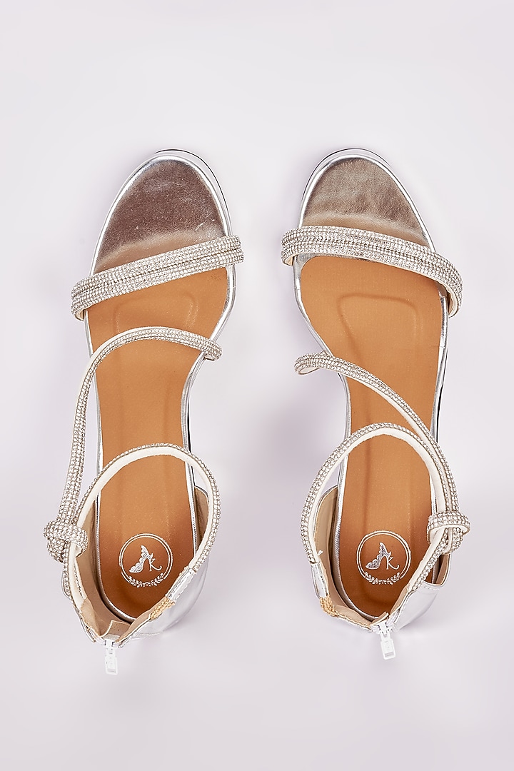 Silver Synthetic Heels by Sana K Luxurious Footwear at Pernia's Pop Up Shop