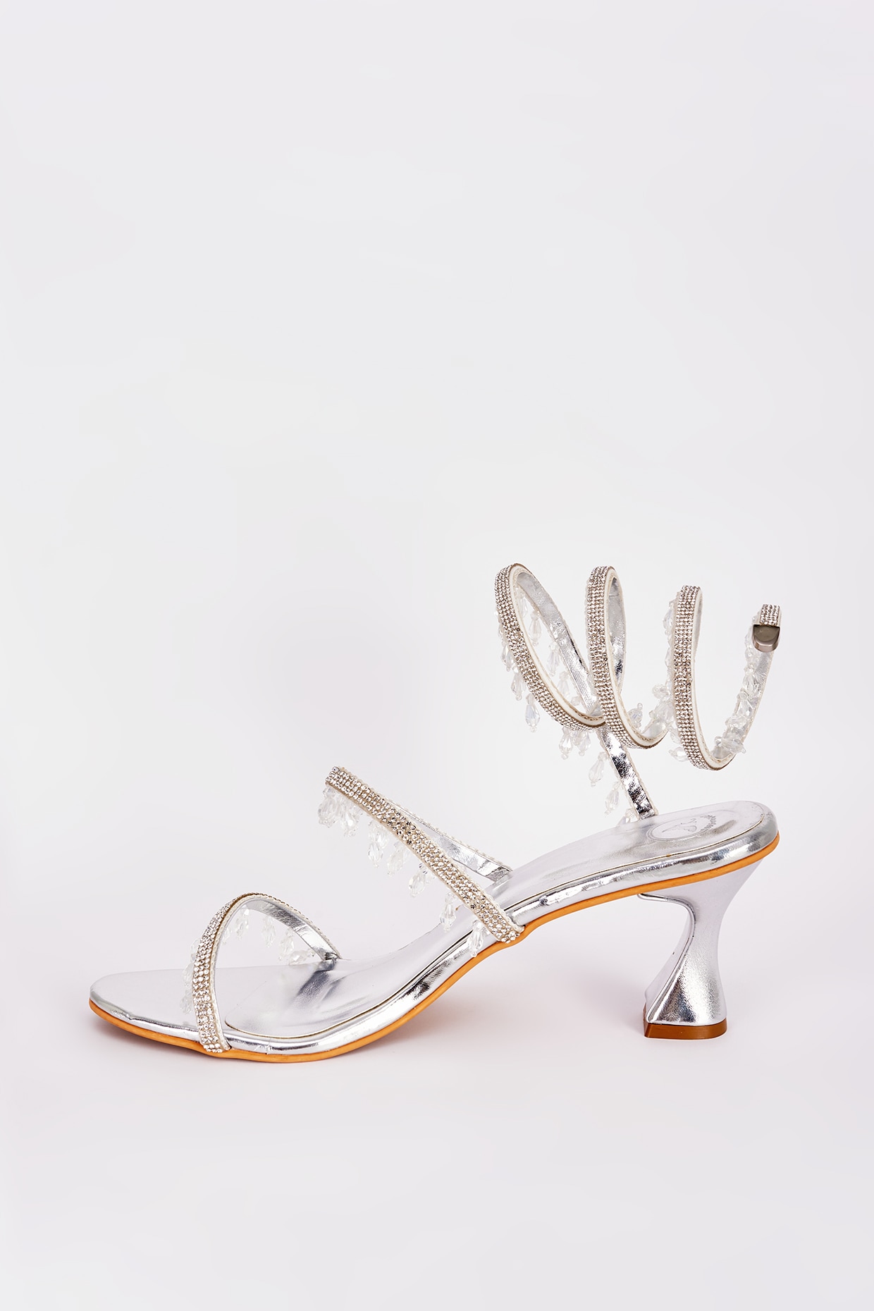 Silver Synthetic Heels by Sana K Luxurious Footwear at Pernia s Pop Up Shop