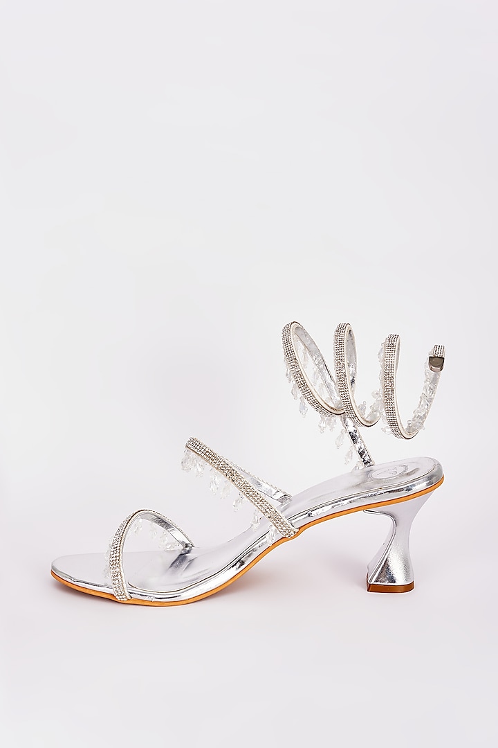 Silver Synthetic Heels by Sana K Luxurious Footwear