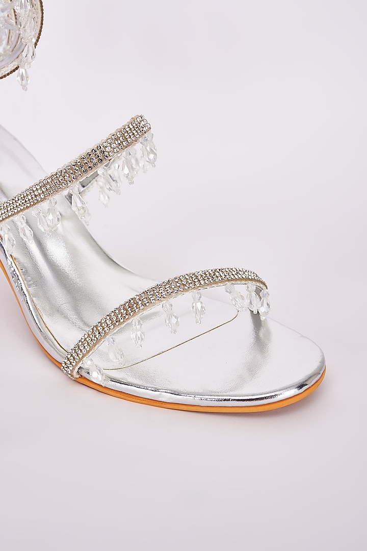 Silver Synthetic Heels by Sana K Luxurious Footwear at Pernia's Pop Up Shop