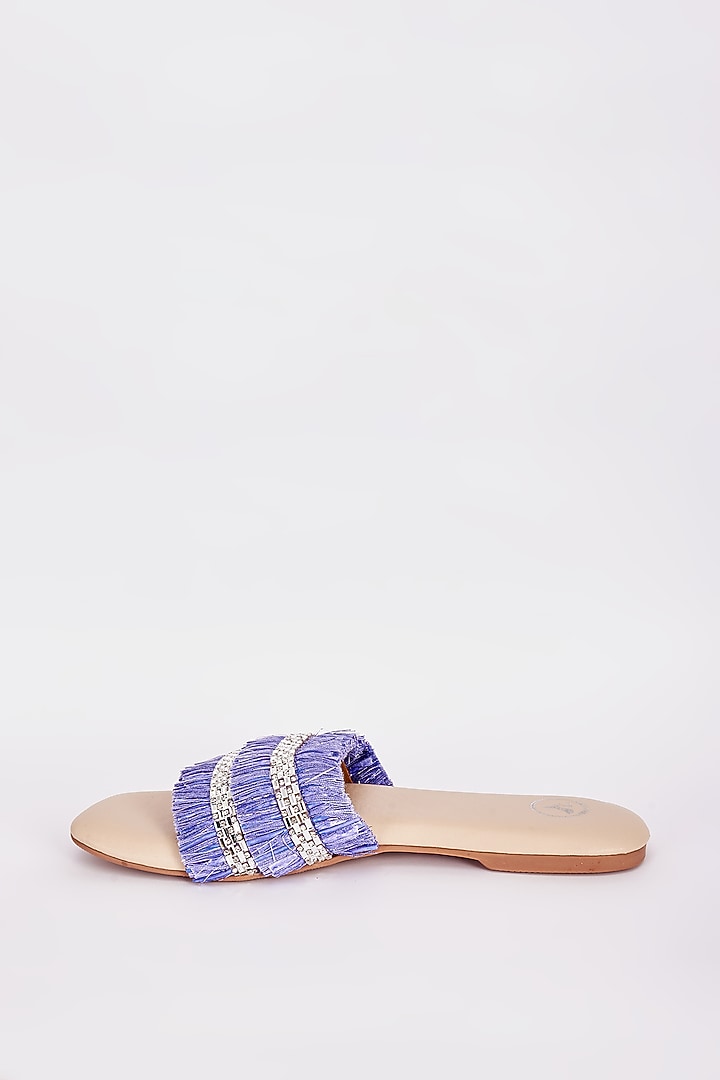 Blue & Beige Synthetic Flats by Sana K Luxurious Footwear at Pernia's Pop Up Shop
