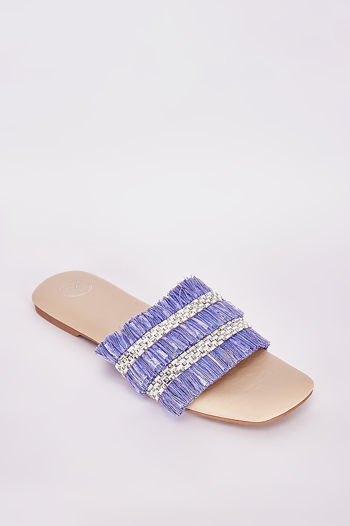 Blue & Beige Synthetic Flats by Sana K Luxurious Footwear at Pernia's Pop Up Shop