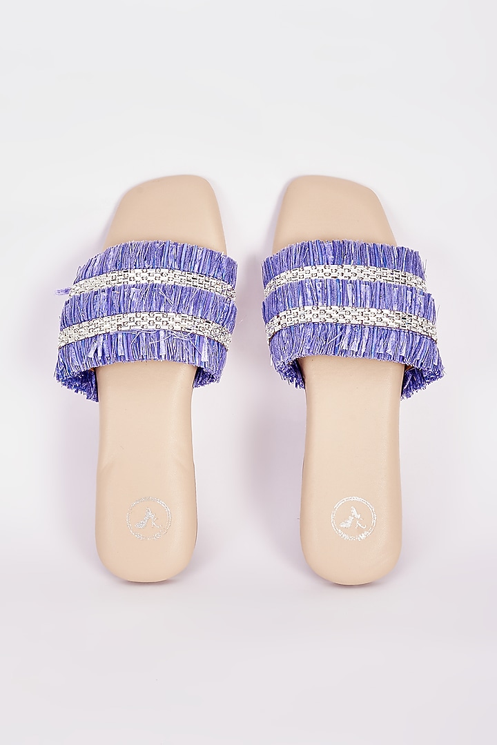 Blue & Beige Synthetic Flats by Sana K Luxurious Footwear at Pernia's Pop Up Shop