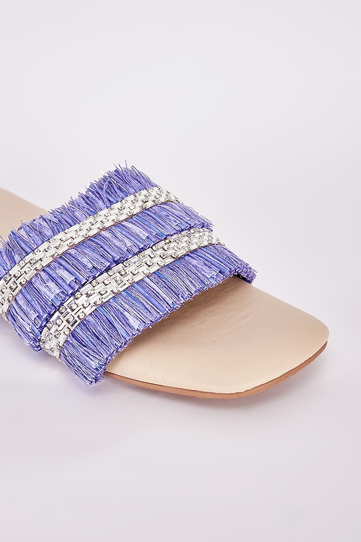 Blue & Beige Synthetic Flats by Sana K Luxurious Footwear at Pernia's Pop Up Shop