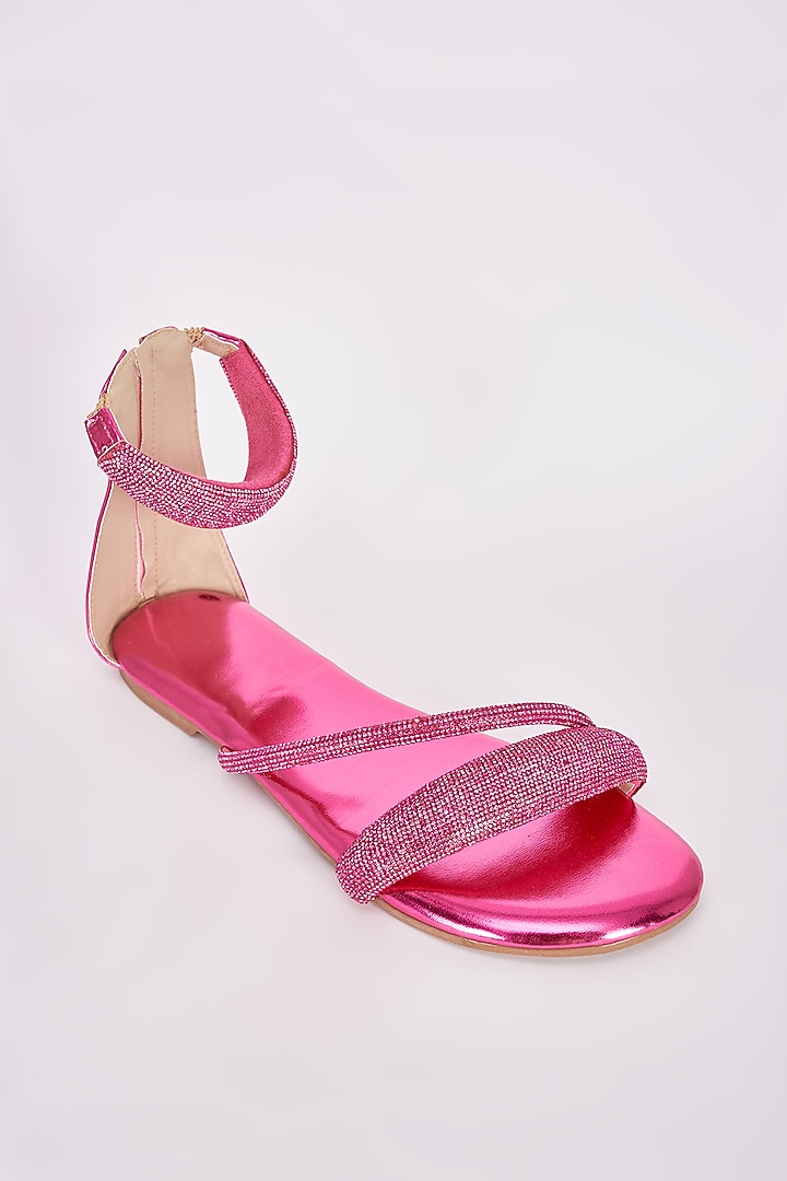 Pink Synthetic Flats by Sana K Luxurious Footwear at Pernia's Pop Up Shop