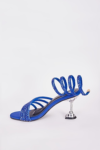 Blue Synthetic Heels by Sana K Luxurious Footwear